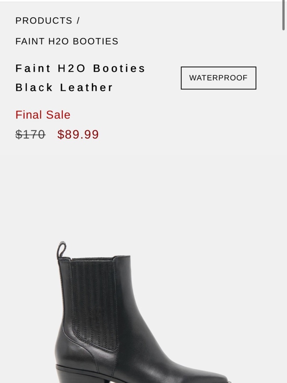 Dolce Vita Black Faint H20 Leather Ankle Booties | Black | 8.5